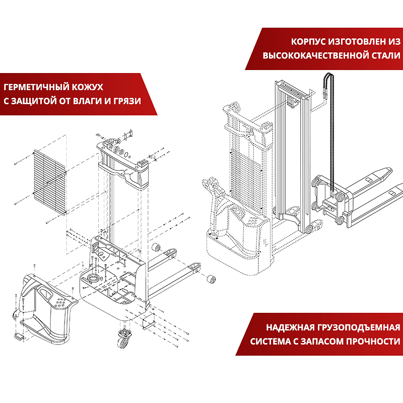 Фото 18 - Самоходный Штабелер AX-2510 OXLIFT 2,5 м 1000 кг.